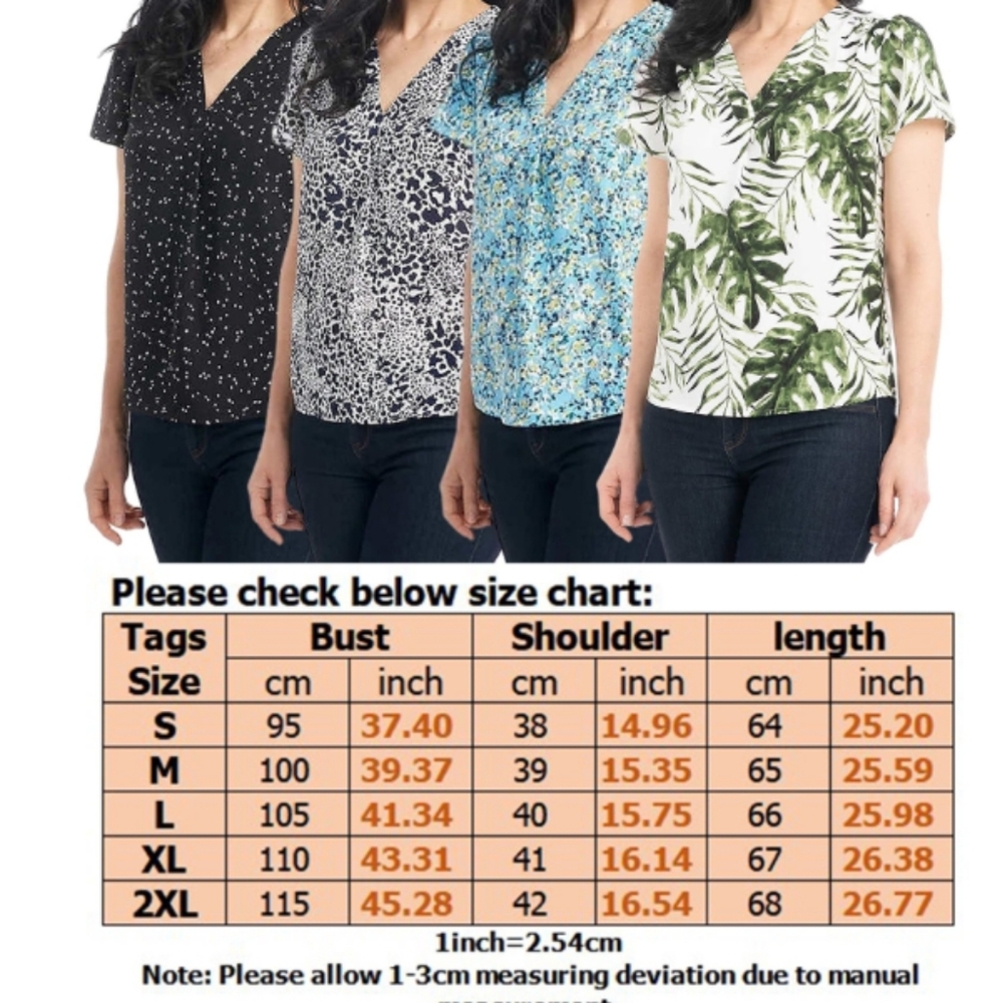 Hilary Radley Palm Print Blouse XL Tropical V-Neck Top - Picture 5 of 5